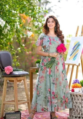 Fashionfox Anarkali Gown(Multicolor)