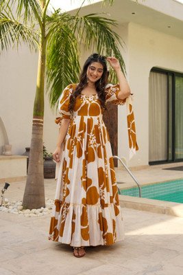 Barters boutique Flared/A-line Gown(Brown)