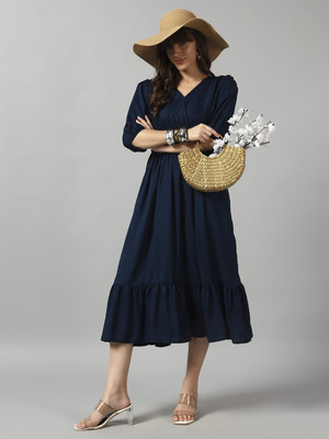 Raiyani Fashion Women Solid Ethnic Dress Kurta(Blue)