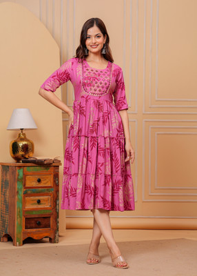 PRAVIK Flared/A-line Gown(Pink)