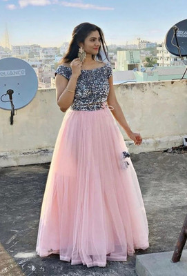 HouseOfCommon Flared/A-line Gown(Pink, Grey)