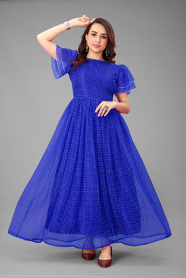 ENCLIQ Flared/A-line Gown(Blue)