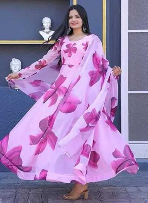 gaurikiran fashion Flared/A-line Gown(Pink)