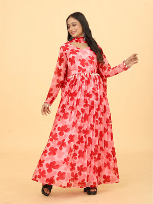 Odd by chansi Trendz Anarkali Gown(Red)