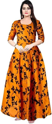 Jaipry Trends Flared/A-line Gown(Yellow)