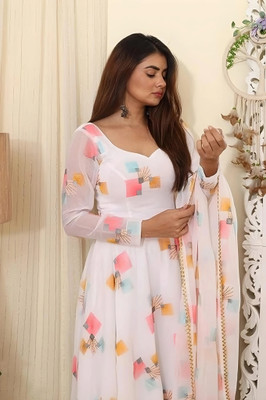 JEESHA ENTERPRISE Anarkali Gown(White)