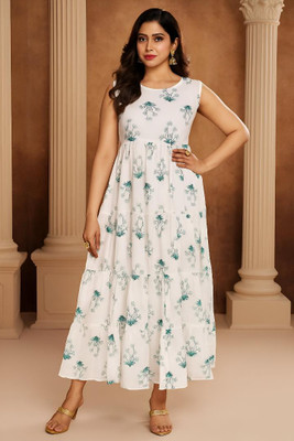 mahi creation Flared/A-line Gown(Yellow)
