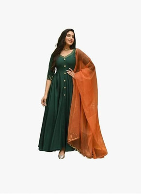 Om Mangalam Enterprise Anarkali Gown(Green)