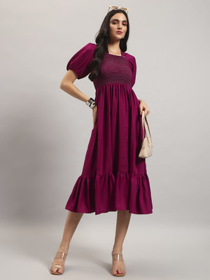 Jash Creation Women Fit and Flare Purple Ankle Length Dress
