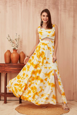 Odd by chansi Trendz Flared/A-line Gown(Yellow)