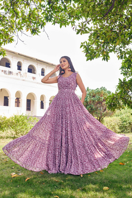 EVAROO Flared/A-line Gown(Brown)