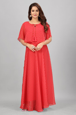 ENCLIQ Flared/A-line Gown(Red)