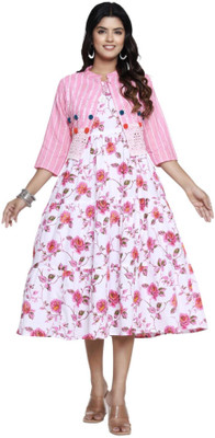 GROVEBERRY Flared/A-line Gown(White, Pink)