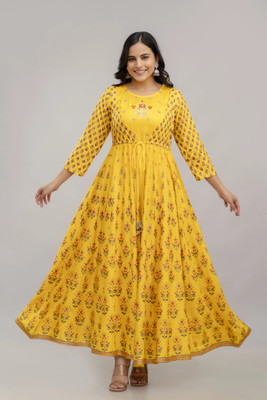 ftDiva Flared/A-line Gown(Yellow)