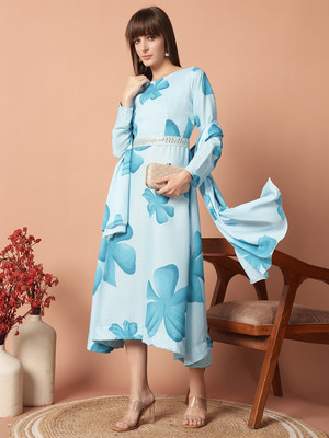 Femvy Flared/A-line Gown(Blue)