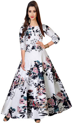Kuber taxtile Anarkali Gown(White)