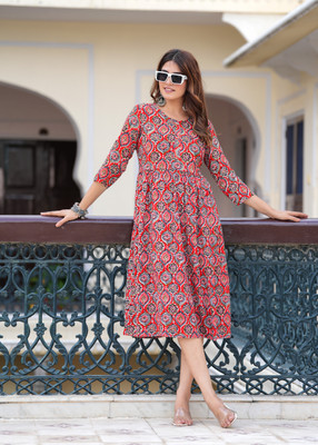 BAHUBALI CREATION Flared/A-line Gown(Red)