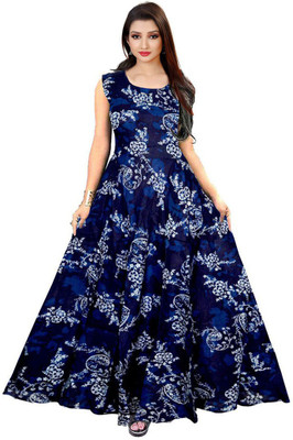 Kuber taxtile Flared/A-line Gown(Blue)
