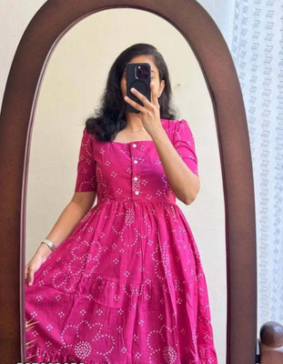 Ishu fashion Anarkali Gown(Pink)