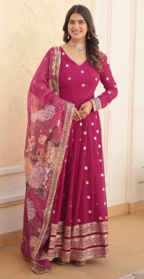 FASHION BASKET Anarkali Gown(Pink)