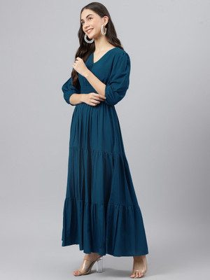 Raiyani Fashion Women Solid Anarkali Kurta(Blue)