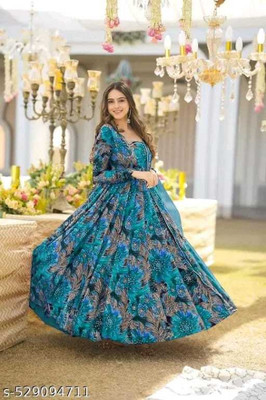 Zestleaf Anarkali Gown(Light Blue)
