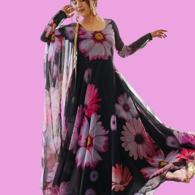 Tective Anarkali Gown(Dark Blue)