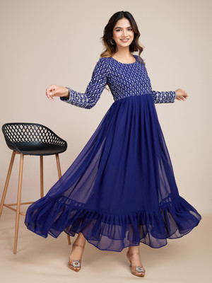Primesky Anarkali Gown(Dark Blue)