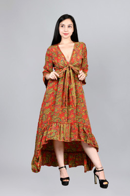 Ameeha Flared/A-line Gown(Orange)
