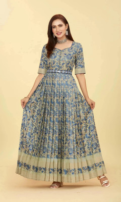 Odd by chansi Trendz Flared/A-line Gown(Light Blue)