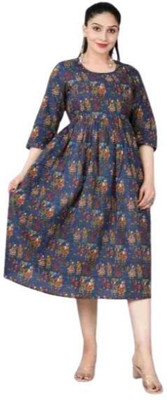 KRISHNA FASHION Flared/A-line Gown(Blue)