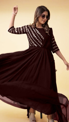 SANCIA Flared/A-line Gown(Brown)