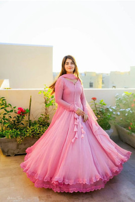 RADHARANI TEX Flared/A-line Gown(Pink)