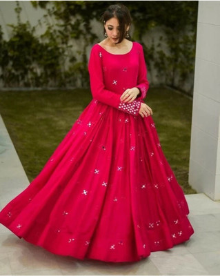 MAYANK FASHION Anarkali Gown(Pink)