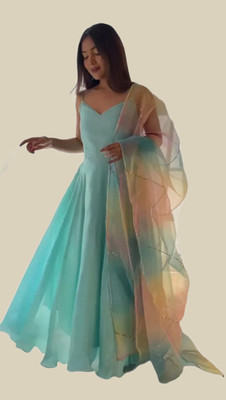 S Creation Anarkali Gown(Light Blue)
