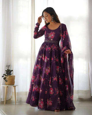Heer Enterprise Anarkali Gown(Purple)