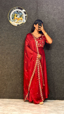 trishultex Anarkali Gown(Red)