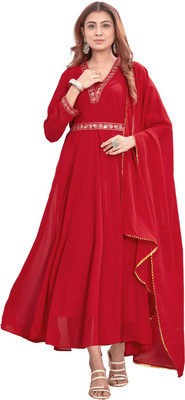 Royal silkfashions Flared/A-line Gown(Red)