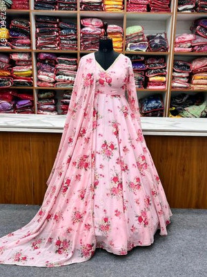 MAHIBHAG CREATION Flared/A-line Gown(Pink)