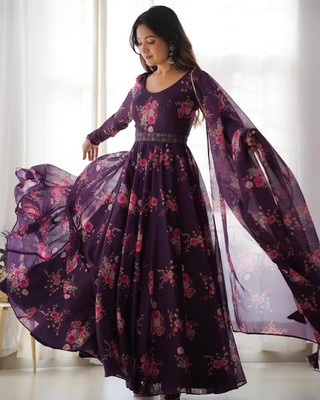 MISS CLOTHING Flared/A-line Gown(Purple)