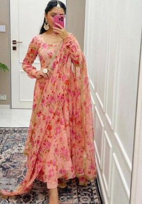 NYALKARAN ENTERPRISE Flared/A-line Gown(Orange)