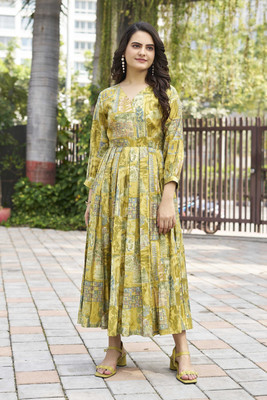 Odd by chansi Trendz Flared/A-line Gown(Green)