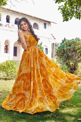 EVAROO Flared/A-line Gown(Yellow)