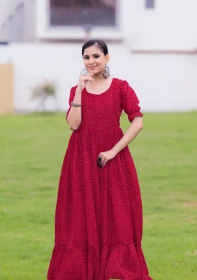 Prime Poster Flared/A-line Gown(Maroon, Pink)