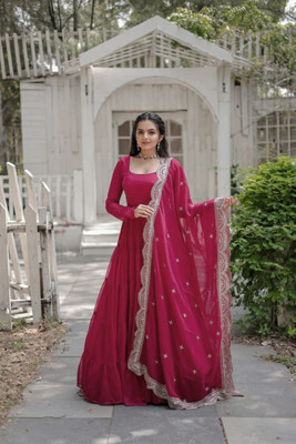 FASHION BASKET Flared/A-line Gown(Pink)