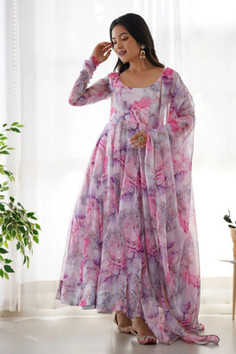 RK Creation Anarkali Gown(Multicolor)