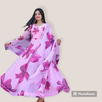 Dhanshvitrends Anarkali Gown(Pink)