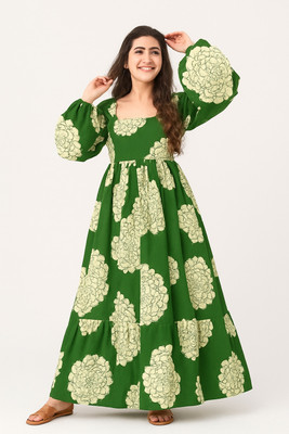 Hirva Collections Flared/A-line Gown(Green)