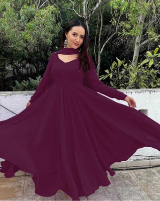 Heer Enterprise Anarkali Gown(Purple)
