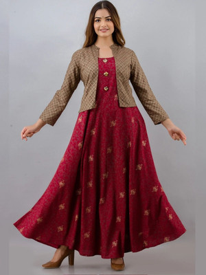 ftDiva Anarkali Gown(Maroon)